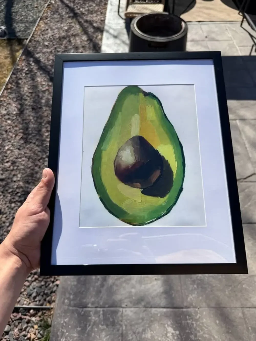 Framed Avocado Half Painting Art Print — Kitchen Wall Art